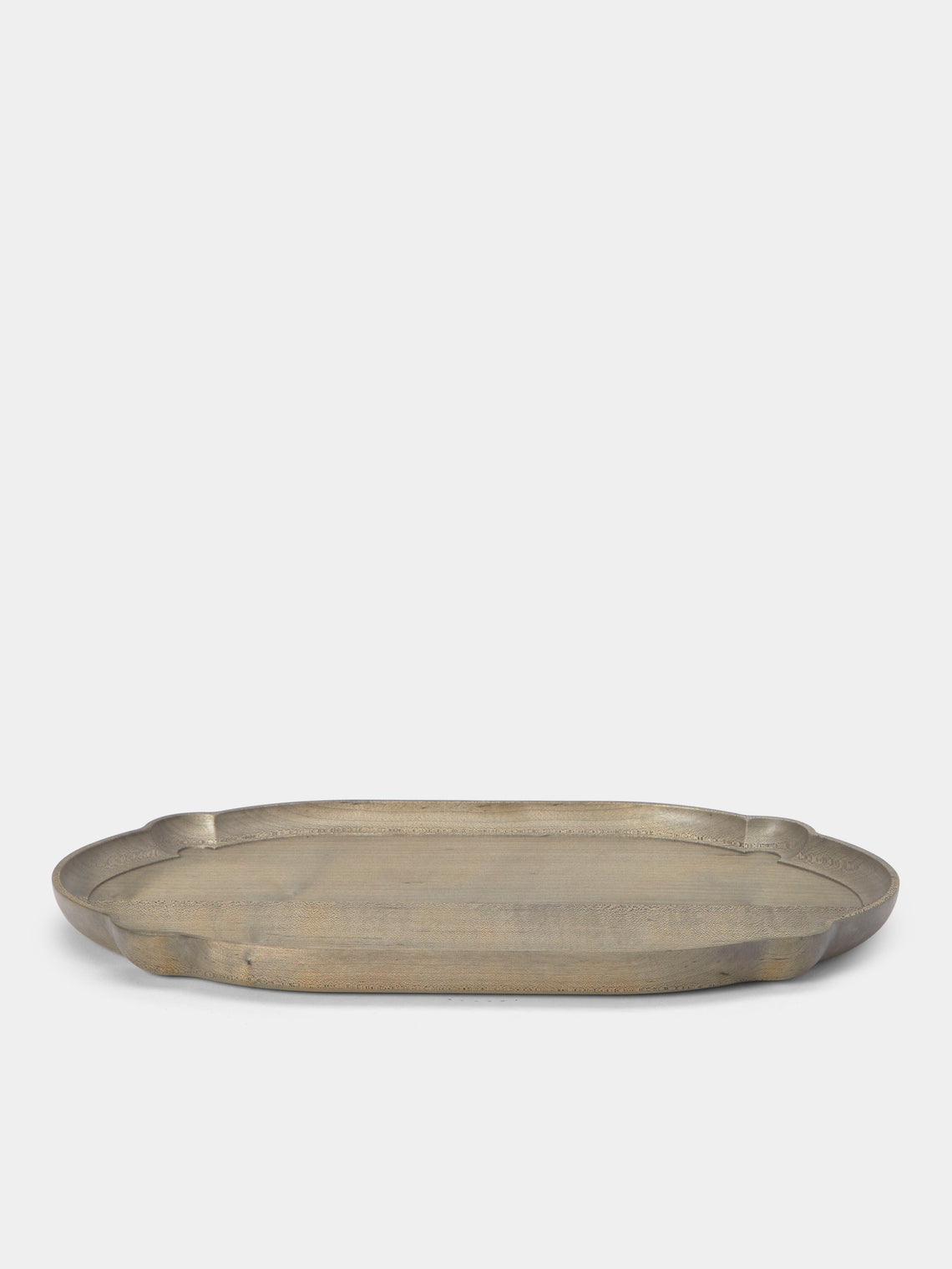 Ifuji - Italian Hand-Carved Wood Tray (12in/31cm) - Brown - ABASK