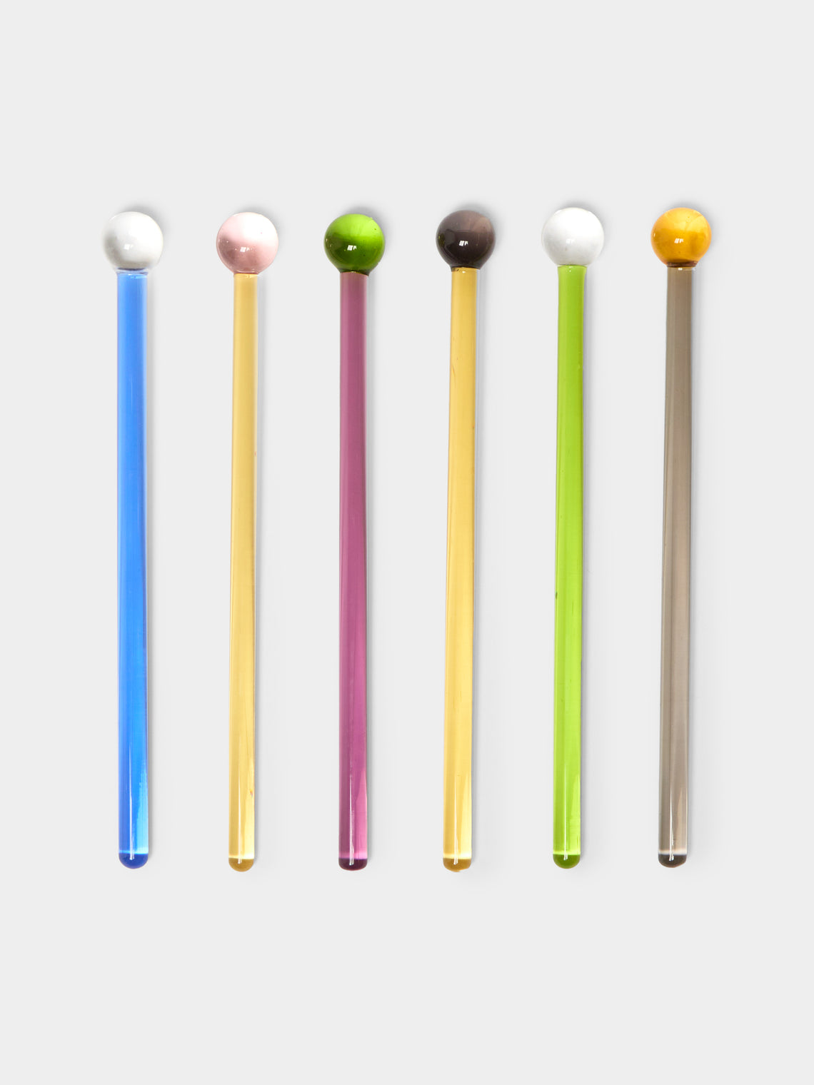 Classic Hand-Blown Murano Glass Cocktail Stirrers (Set of 6)