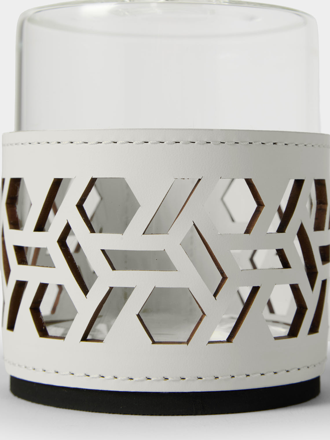 RUDI - Imperia Glass and Leather Low Cruet - White - ABASK