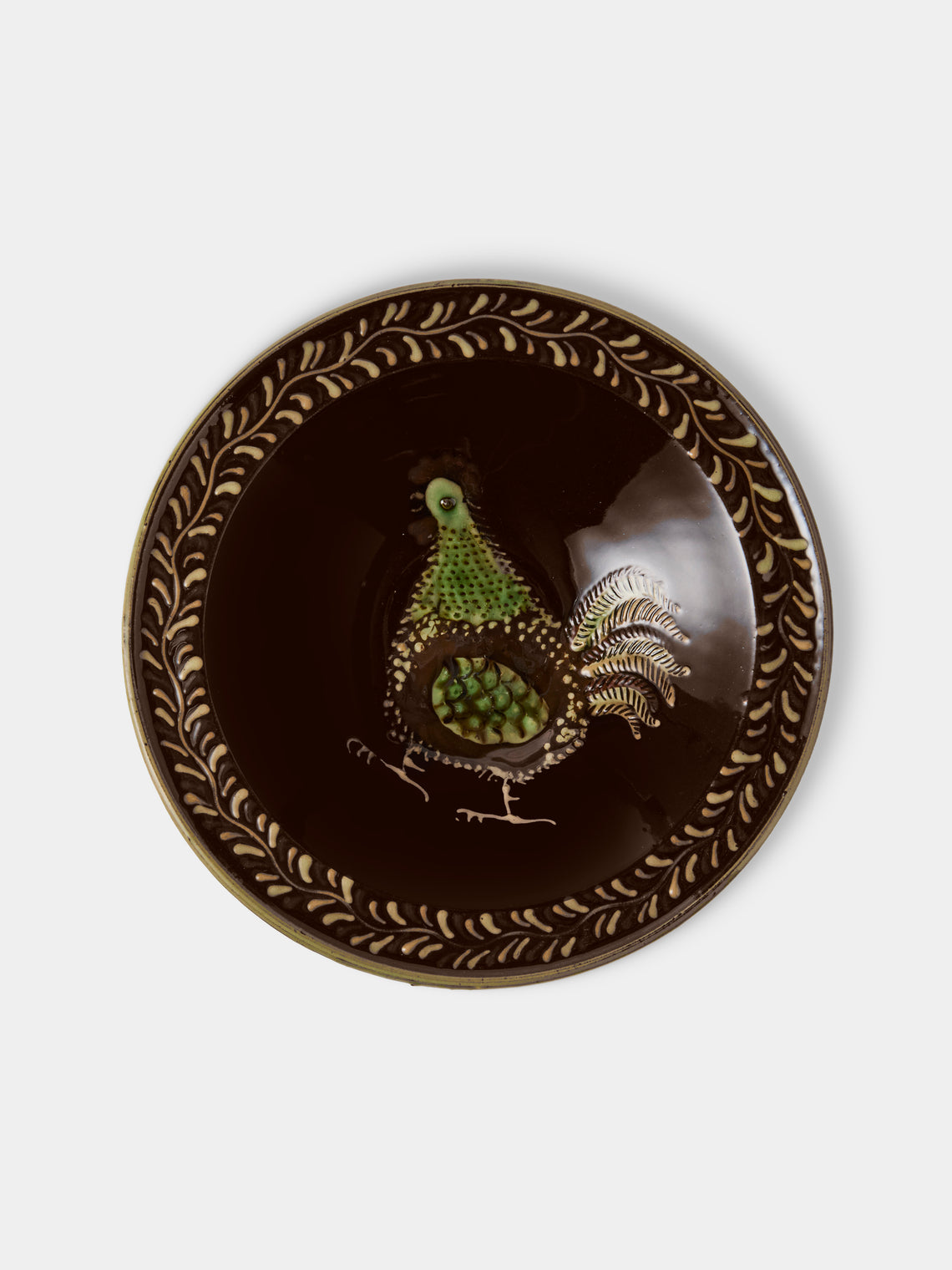 Poterie d’Évires - Animals Hand-Painted Ceramic Breakfast Bowls (Set of 4) - Dark Brown - ABASK