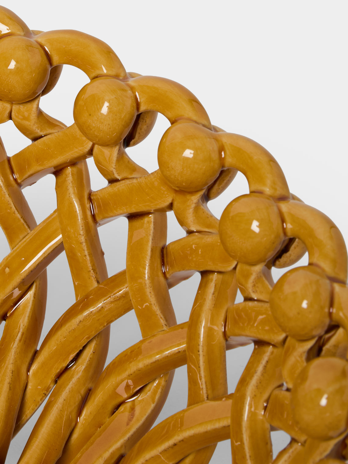 Maison Pichon Uzès - Hand-Glazed Ceramic Braided Serving Bowl - Yellow - ABASK