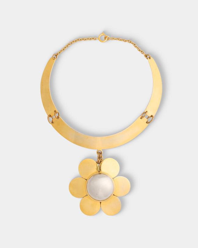 Mahnaz Collection - Women's Vintage 1975 Pierre Cardin French Gold-Tone and Silver-Tone Flower Necklace - Gold - ABASK - 