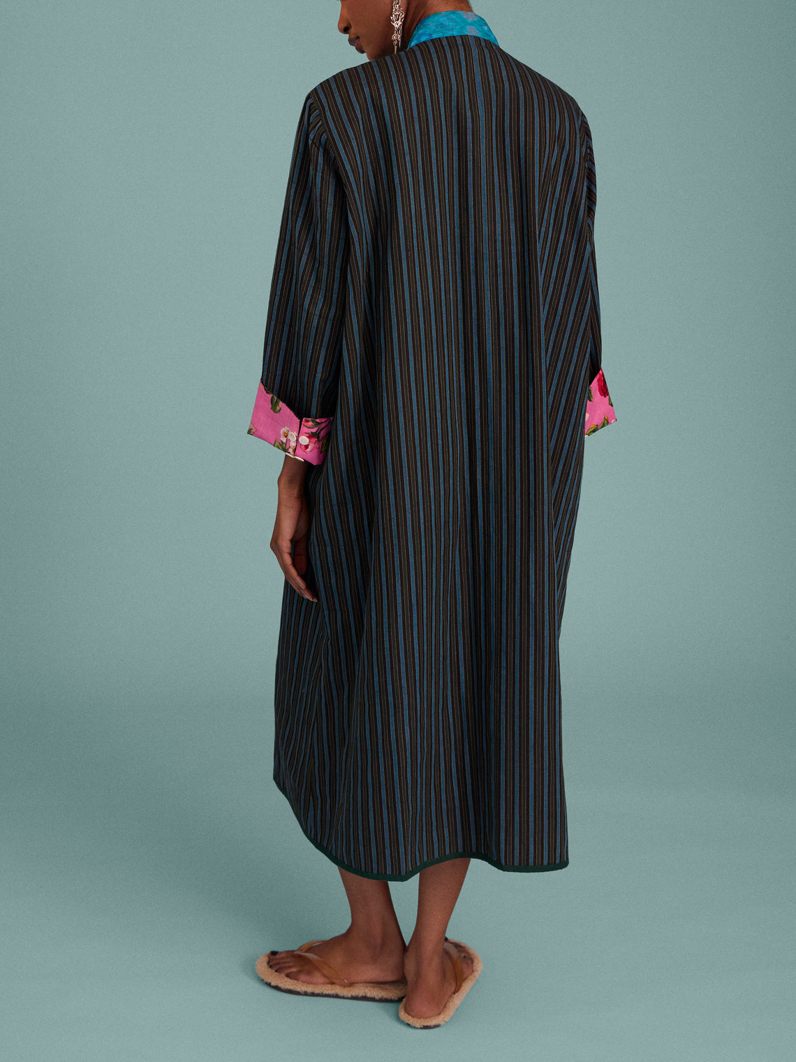 Nazzy Beglari - Hand-Loomed Ikat Cotton Reversible Chapan-Style Robe | One Size - Multiple - ABASK