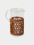 RUDI - Messina Leather and Glass Pitcher (25oz/0.75L) - Brown - ABASK - 