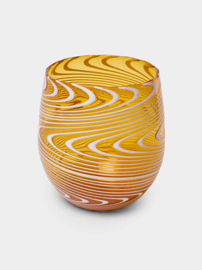 Cosima Swayze - Wave Hand-Blown Murano Glass Tumbler - Orange - ABASK - 