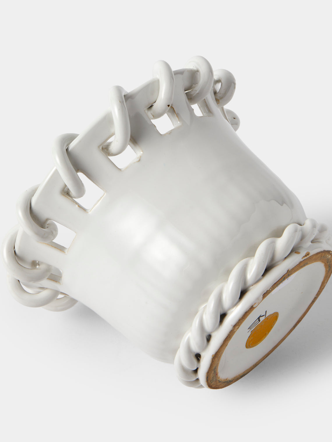 Antique and Vintage - 1960s Émile Tessier Ceramic Vase (7in/17.5cm) - White - ABASK