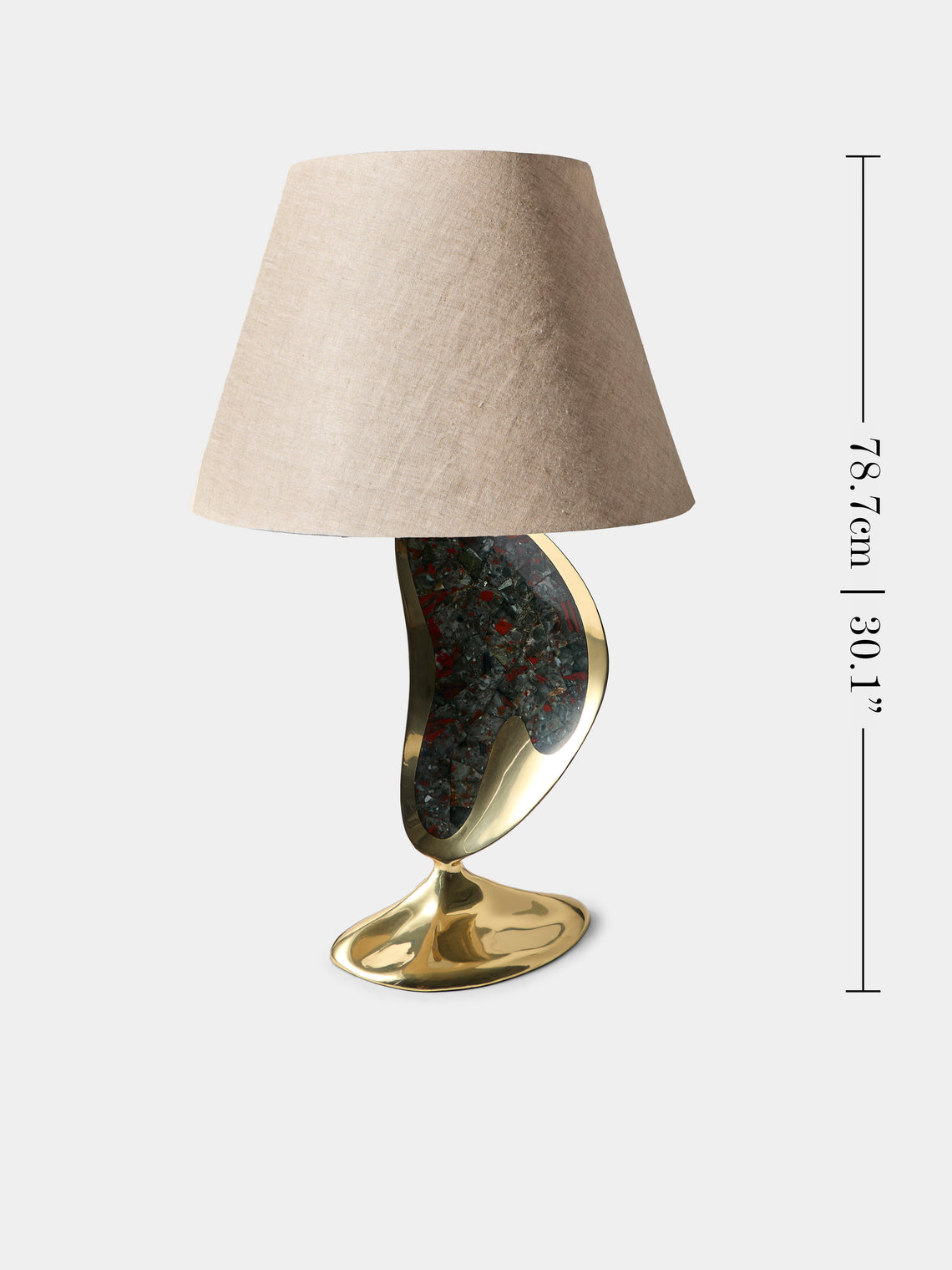 Viya - | Set of 2 | Chilika Brass and Semi-Precious Stone Table Lamps - Brass - ABASK