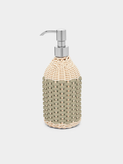 Giobagnara - Rouen Leather and Rattan Soap Dispenser - Light green - ABASK - 