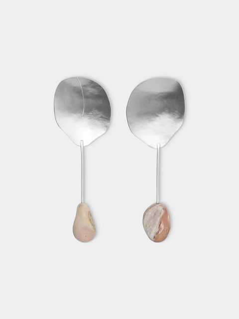 Thalia Maria Silver - Sterling Silver and Pebble Salad Servers (Set of 2) - Silver - ABASK - 
