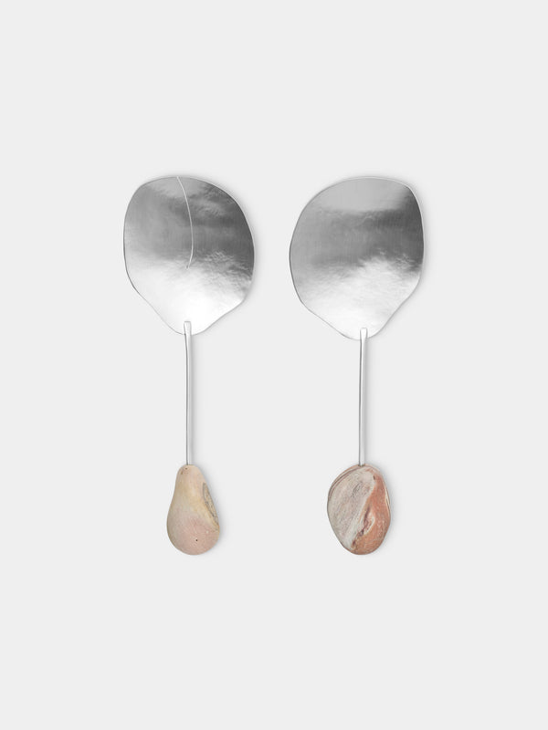 Thalia Maria Silver - Sterling Silver and Pebble Salad Servers (Set of 2) - Silver - ABASK - 