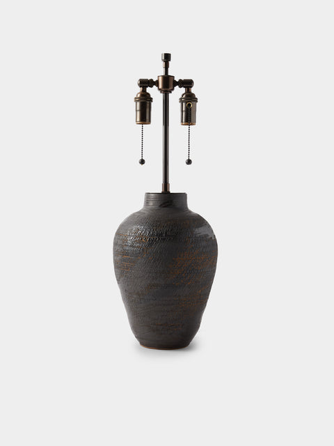 Peter Speliopoulos Projects - Hand-Glazed Stoneware Table Lamp - Black - ABASK - 