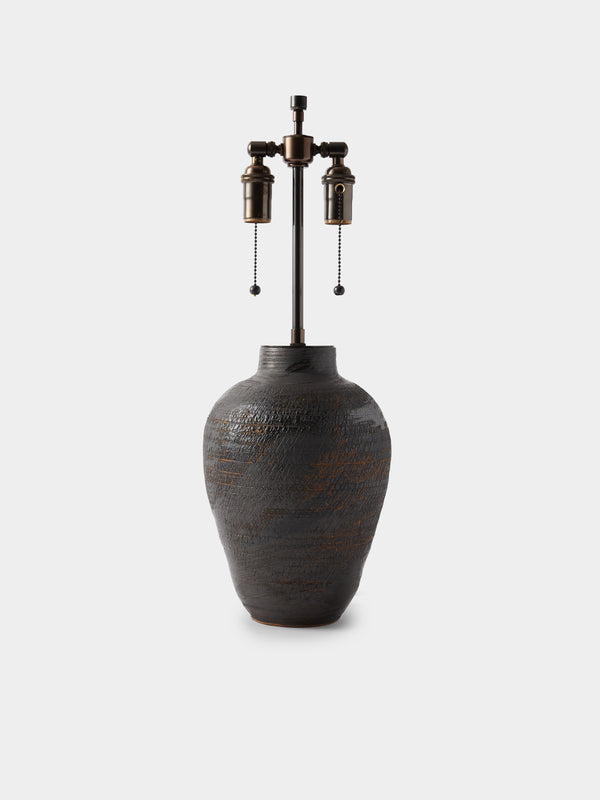 Peter Speliopoulos Projects - Hand-Glazed Stoneware Table Lamp - Black - ABASK - 