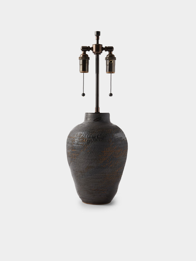 Peter Speliopoulos Projects - Hand-Glazed Stoneware Table Lamp - Black - ABASK - 