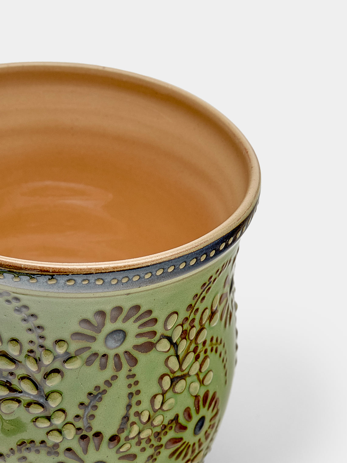 Poterie d’Évires - Flowers Hand-Painted Ceramic Mini Lidded Pot - Green - ABASK