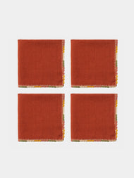 Anut Cairo - Luxor Hand-Crocheted Linen Napkins (Set of 4) - Red - ABASK