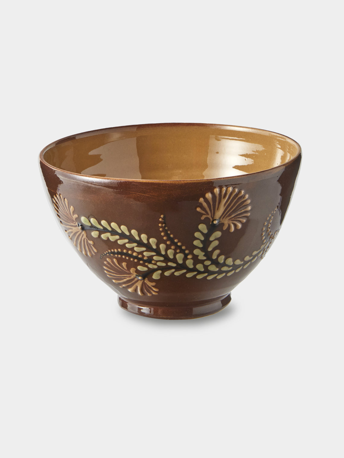 Poterie d’Évires - Flowers Hand-Painted Ceramic Grand Bowls (Set of 4) - Light Brown - ABASK