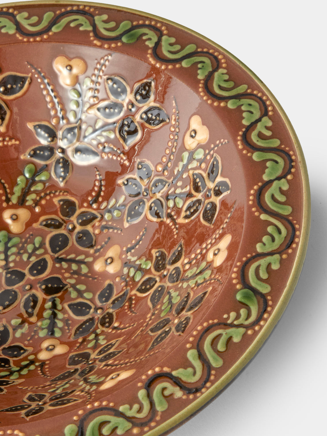 Poterie d’Évires - Flowers Hand-Painted Ceramic Small Serving Bowl - Light Brown - ABASK