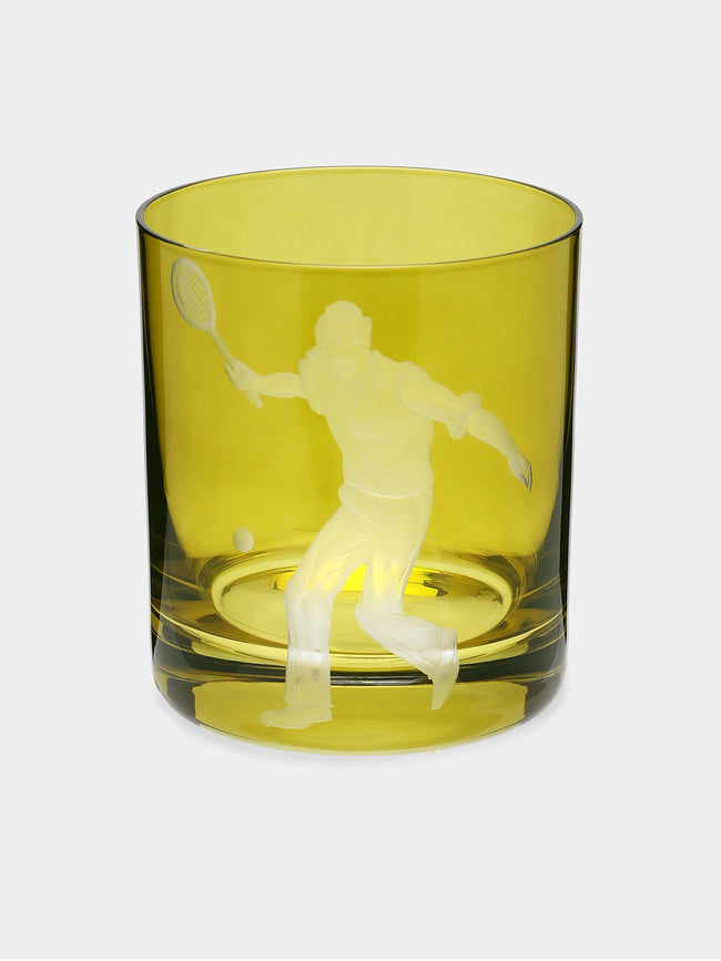 Artel - Sporting Hand-Engraved Crystal Double Old Fashioned Glass (12.5oz/365ml) - Green - ABASK - 