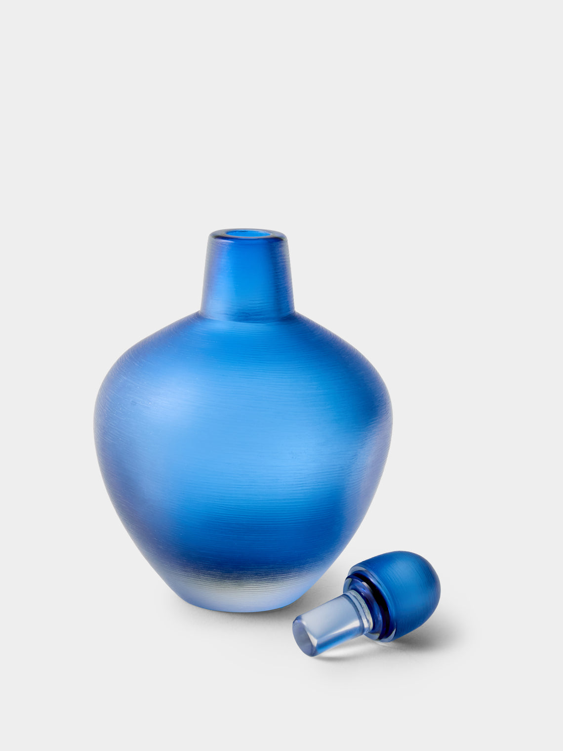 Venini - 1956 Paolo Venini Incise Murano Glass Bottle - Blue - ABASK
