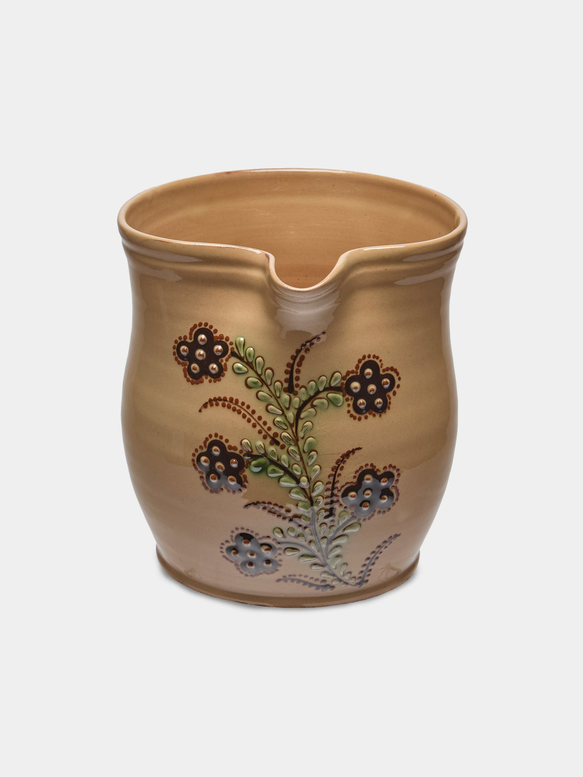 Poterie d’Évires - Flowers Hand-Painted Ceramic Jug (34oz/1L) - Cream - ABASK