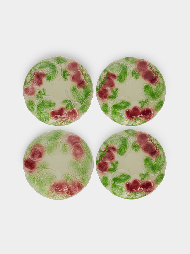 Antique and Vintage - 1940s Majolica Strawberry Ceramic Plates (Set of 4) -  - ABASK - 