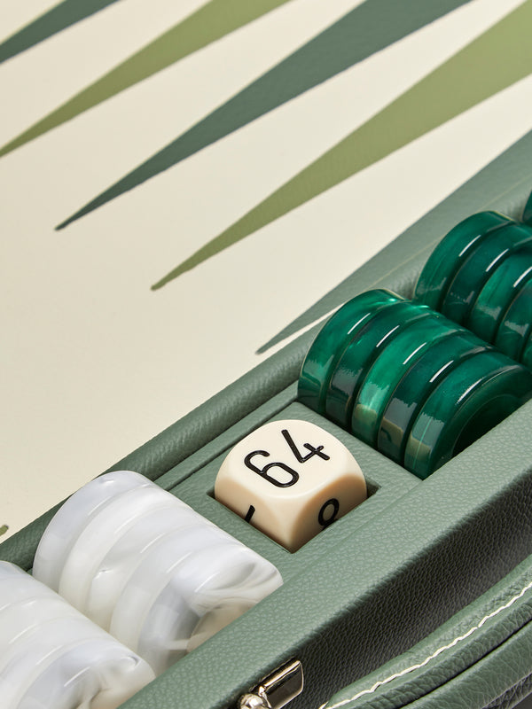 Geoffrey Parker - Leather and Acrylic Backgammon Set - Green - ABASK
