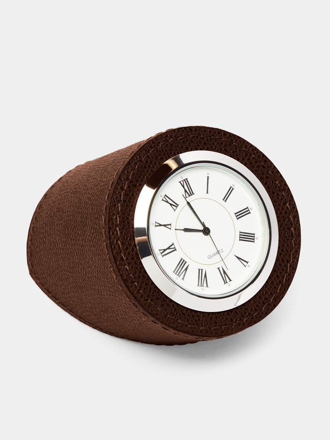 Giobagnara - Leather Desk Clock - Brown - ABASK