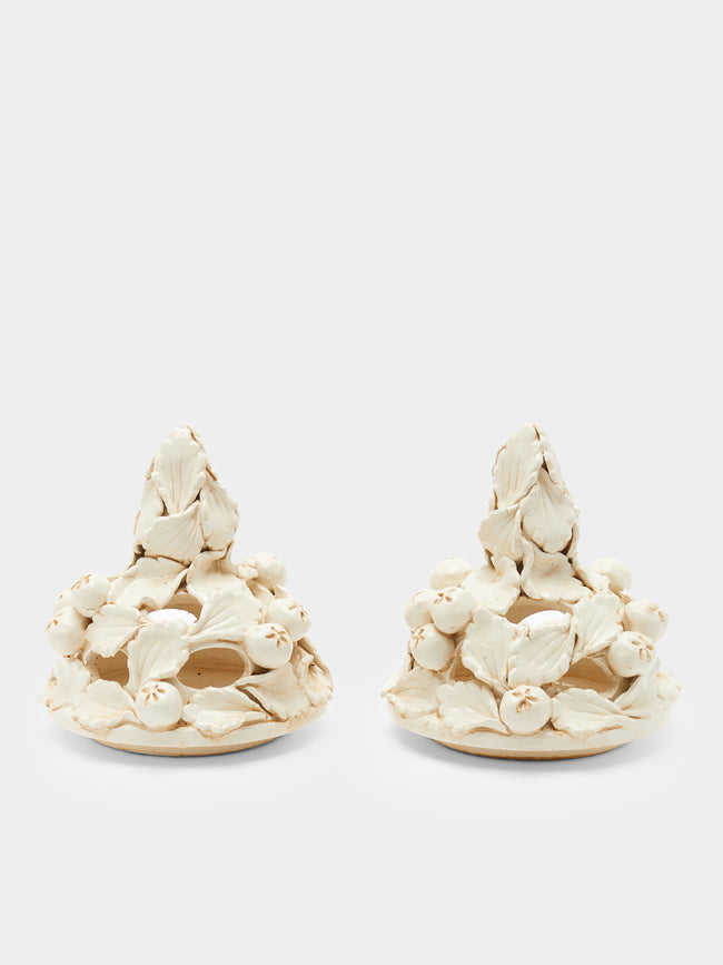 Antique and Vintage - 1940s Floral Relief Ceramic Vases (Set of 2) -  - ABASK - 