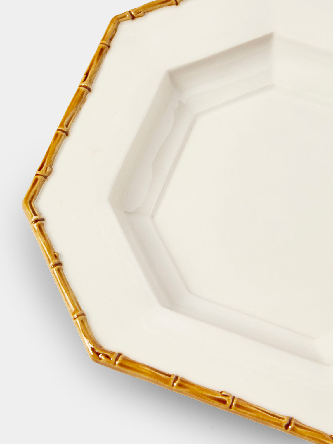 Verdolini - Bamboo Hand-Painted Ceramic Soup Plate (9.5in/24cm) - White - ABASK