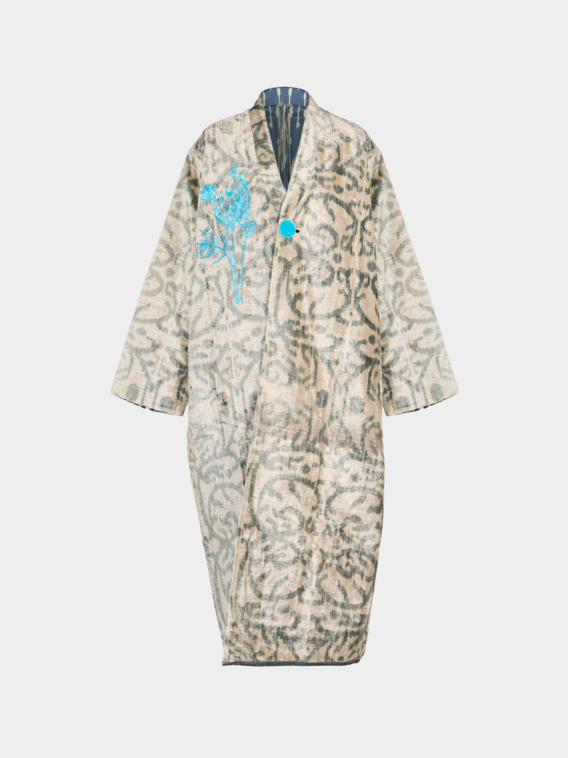 Nazzy Beglari - Hand-Loomed Ikat Cotton Reversible Chapan-Style Robe | One Size - Multiple - ABASK
