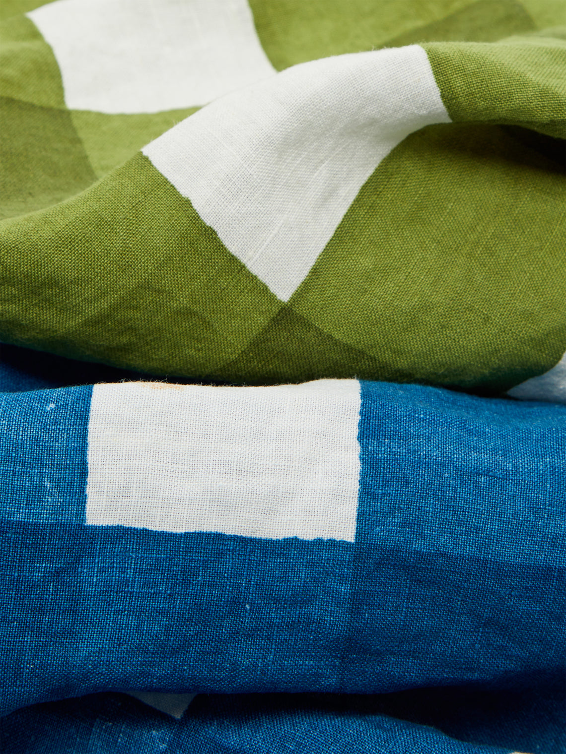 Gingham Hand-Painted Linen Tea Towels (Set of 2)