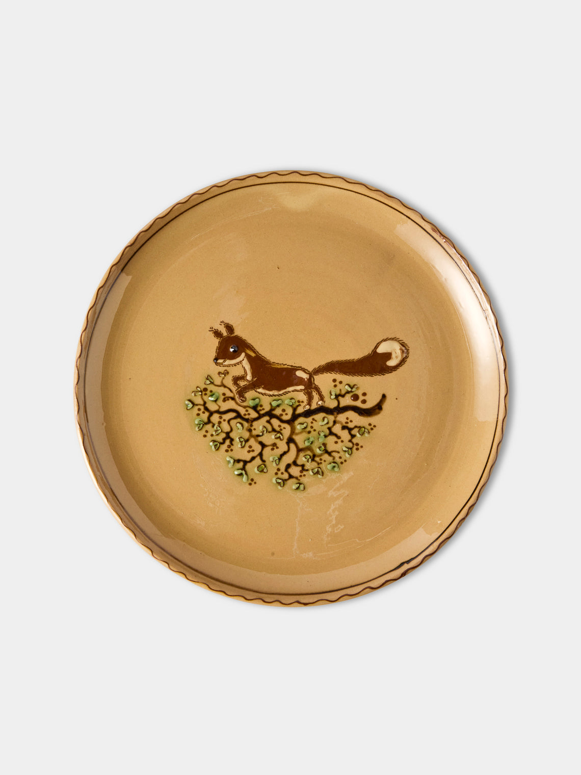 Poterie d’Évires - Animals Hand-Painted Ceramic Dinner Plates – 9.5in/24cm (Set of 4) - Cream - ABASK