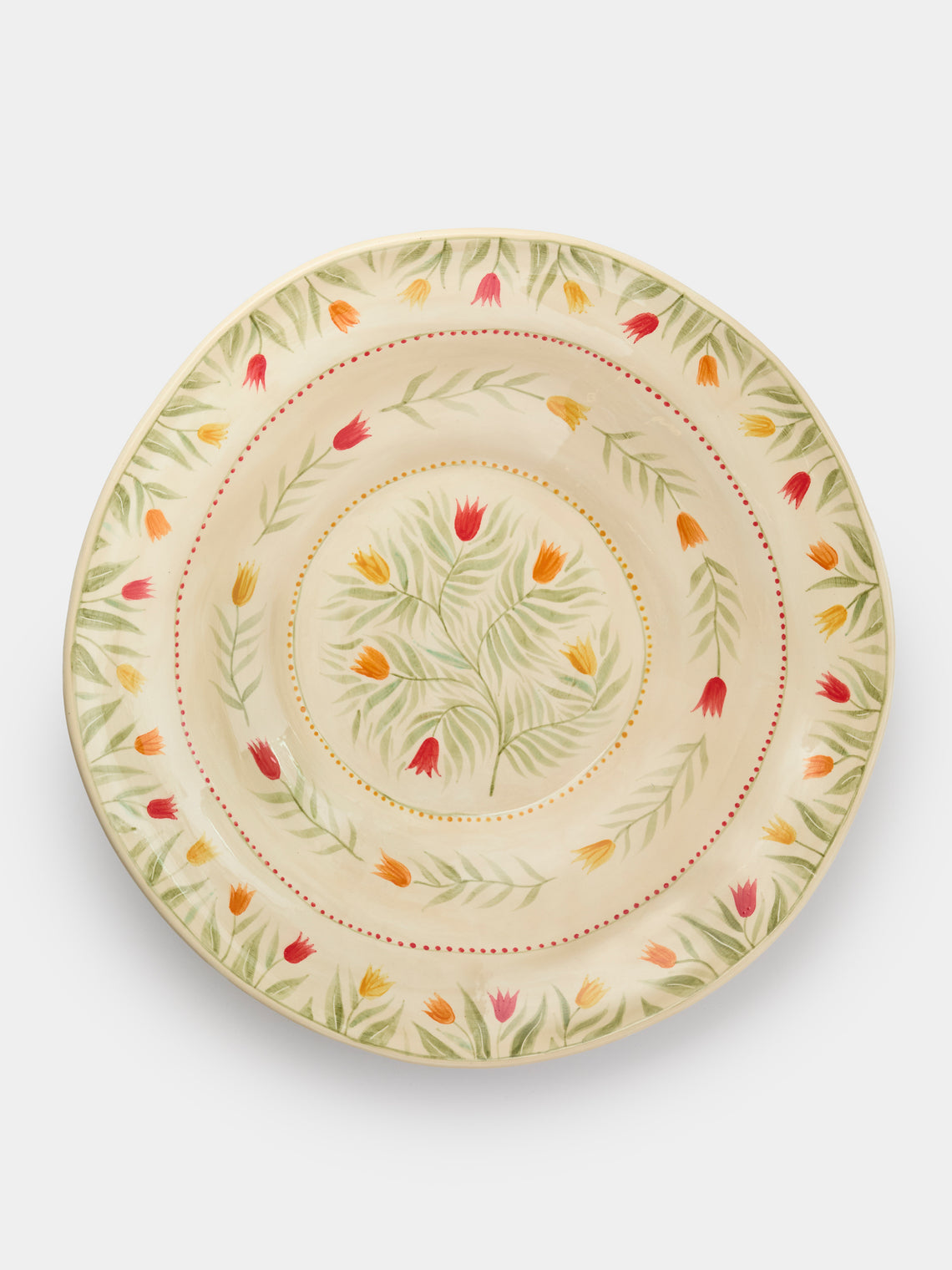 Rosanna Corfe - Tulips Hand-Painted Ceramic Fruit Bowl - Cream - ABASK