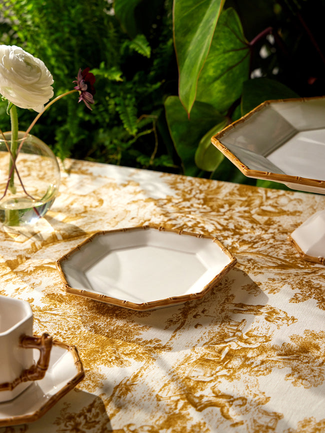 Verdolini - Bamboo Hand-Painted Ceramic Cake Plate (6in/16cm) - White - ABASK