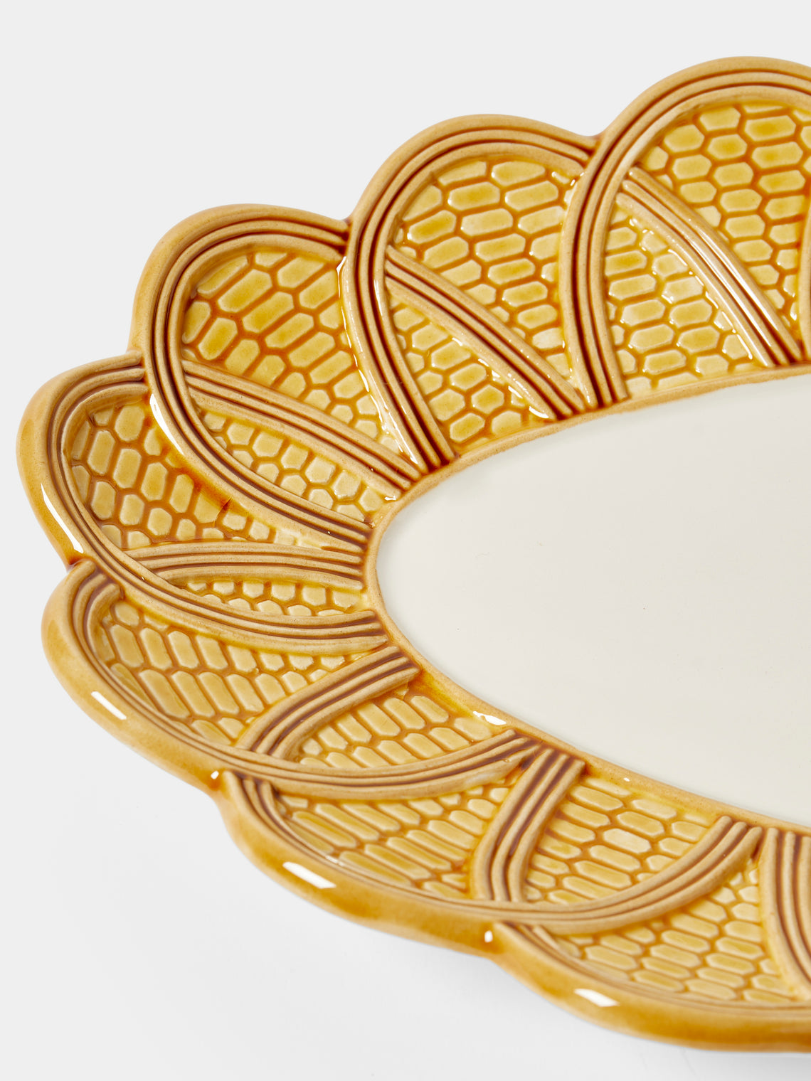 Verdolini - Woven Hand-Painted Majolica Ceramic Serving Platter - Natural - ABASK