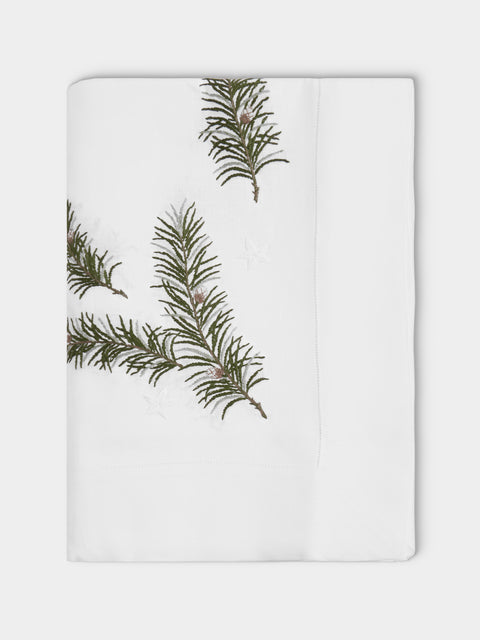 ERI Textiles - Christmas Branch Hand-Embroidered Linen Rectangular Tablecloth (118in/3m) - Multiple - ABASK - 