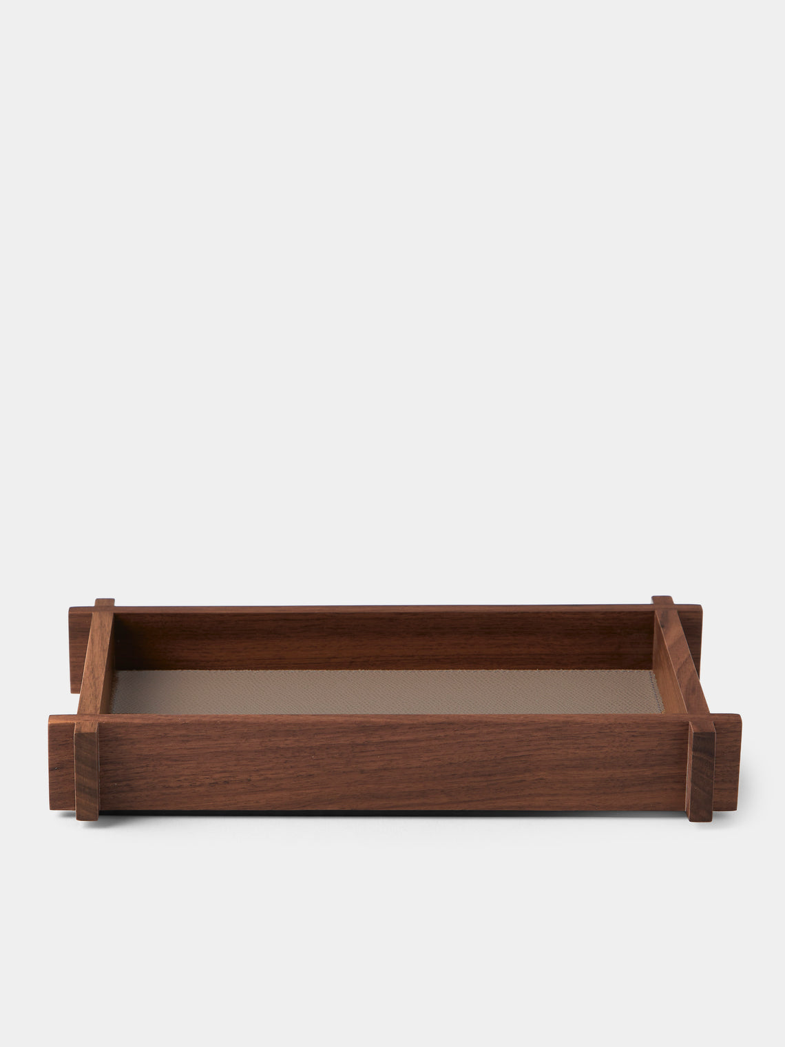 Giobagnara - Structura Leather and Wood Valet Tray (10in/25cm) - Brown - ABASK