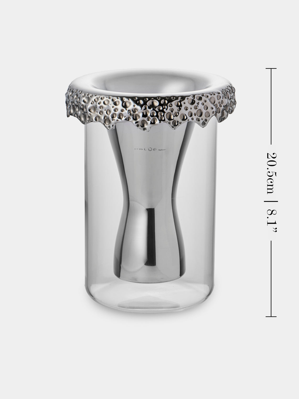 San Lorenzo - 1997 Afra and Tobia Scarpa Pure Silver and Glass Vase (8in/20.5cm) - Silver - ABASK