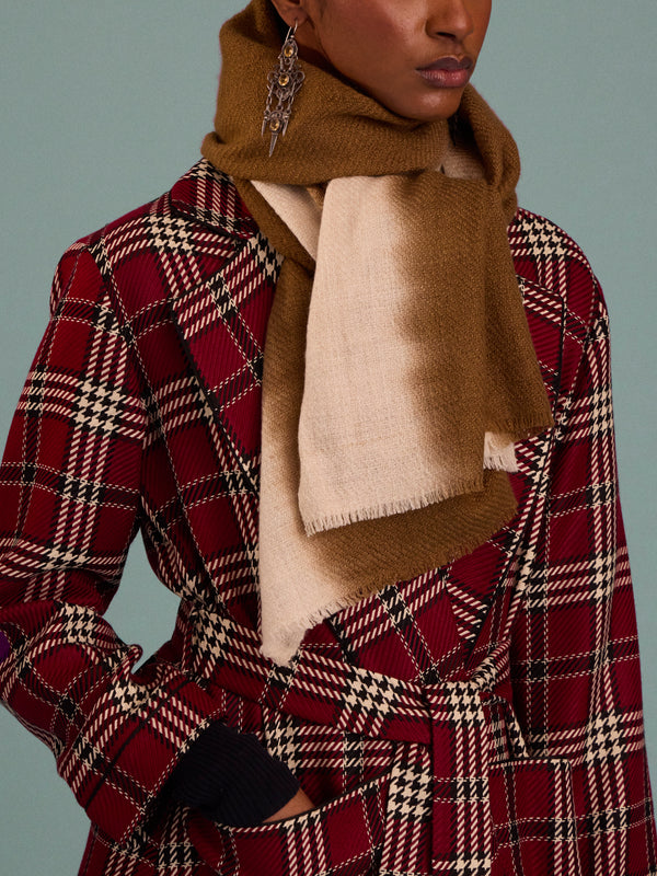 Me & K - Cashmere Ombré-Border Scarf (78.5in/2m) - Ivory - ABASK