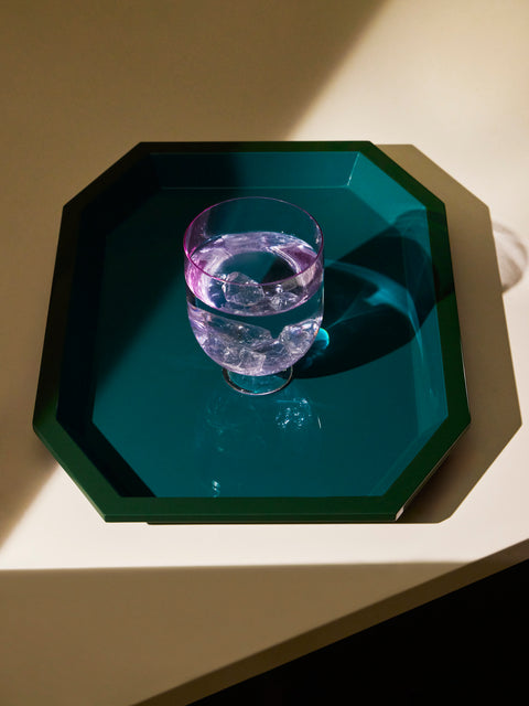 The Lacquer Company - Lacquered Small Octagonal Tray - Blue - ABASK