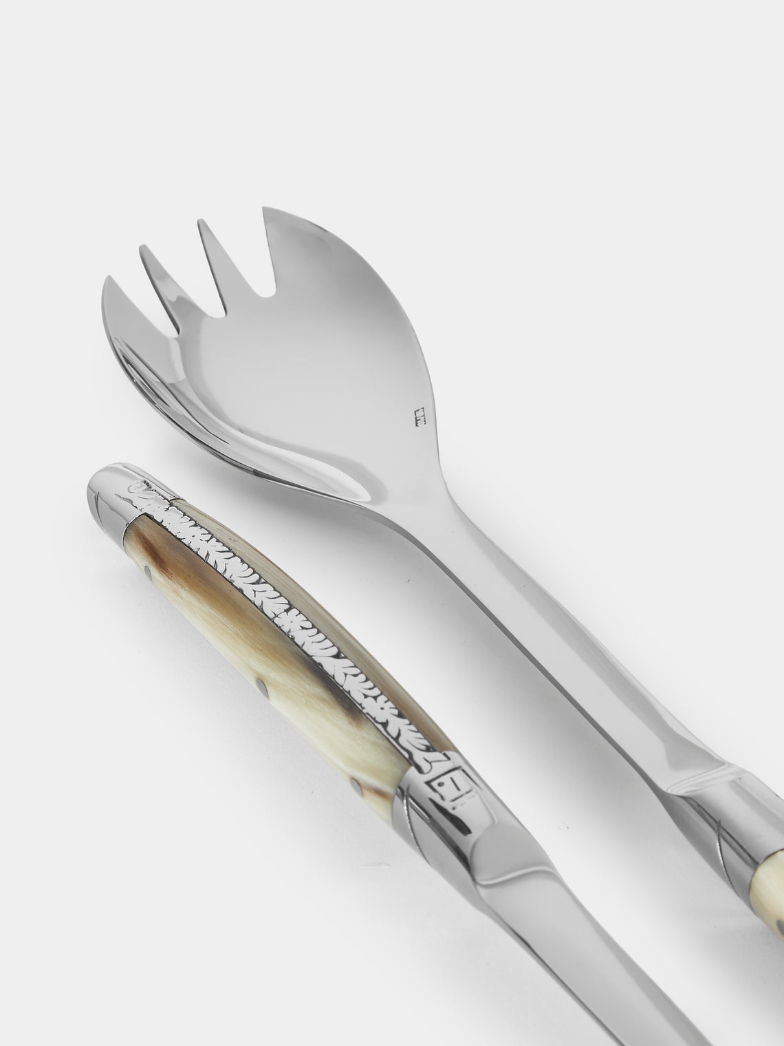 Goyon-Chazeau - Le Thiers Prestige Flammée Blonde Horn Salad Servers (Set of 2) - Brown - ABASK