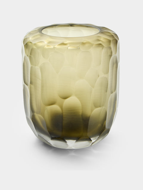 Micheluzzi Glass - Rullo Laguna Bamboo Hand-Blown Murano Glass Vase (6in/16cm) - Green - ABASK - 
