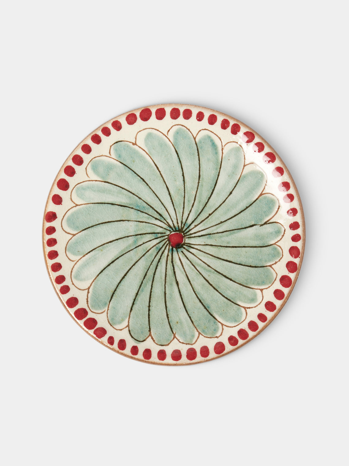 Anut Cairo - Flower Hand-Painted Ceramic Salad / Dessert Plates – 7in/18cm (Set of 4) - Green - ABASK - 