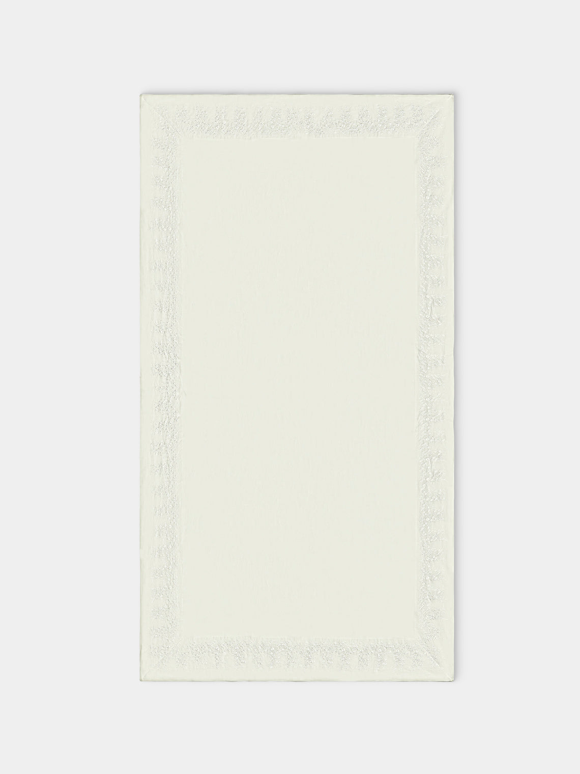 Borgo delle Tovaglie - Venaria Embroidered Linen Extra Large Rectangular Tablecloth - Ivory - ABASK