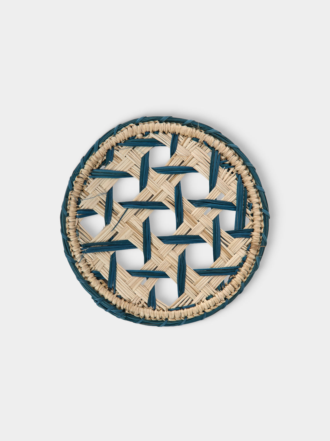 Artesanías del Atlántico - | Set of 6 | Espiga Handwoven Palm Coasters - Blue - ABASK