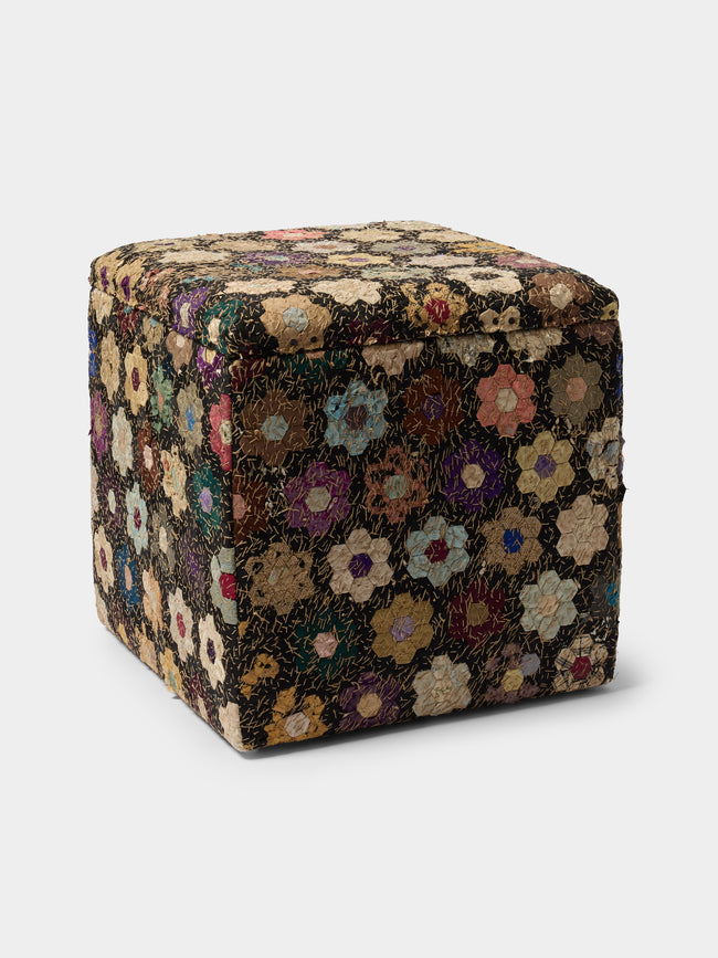 By Walid - Oak and Vintage Patchwork Storage Stool - Multiple - ABASK - 