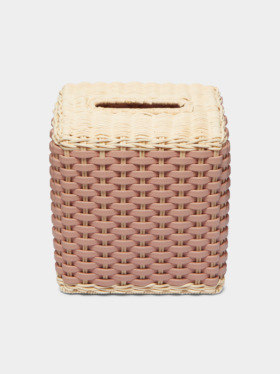 Giobagnara - Antibes Handwoven Leather and Rattan Tissue Box -  - ABASK