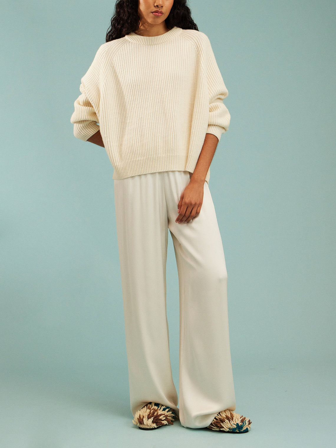 Dusan - Cashmere Crew-Neck Sweater | One Size - Ivory - ABASK