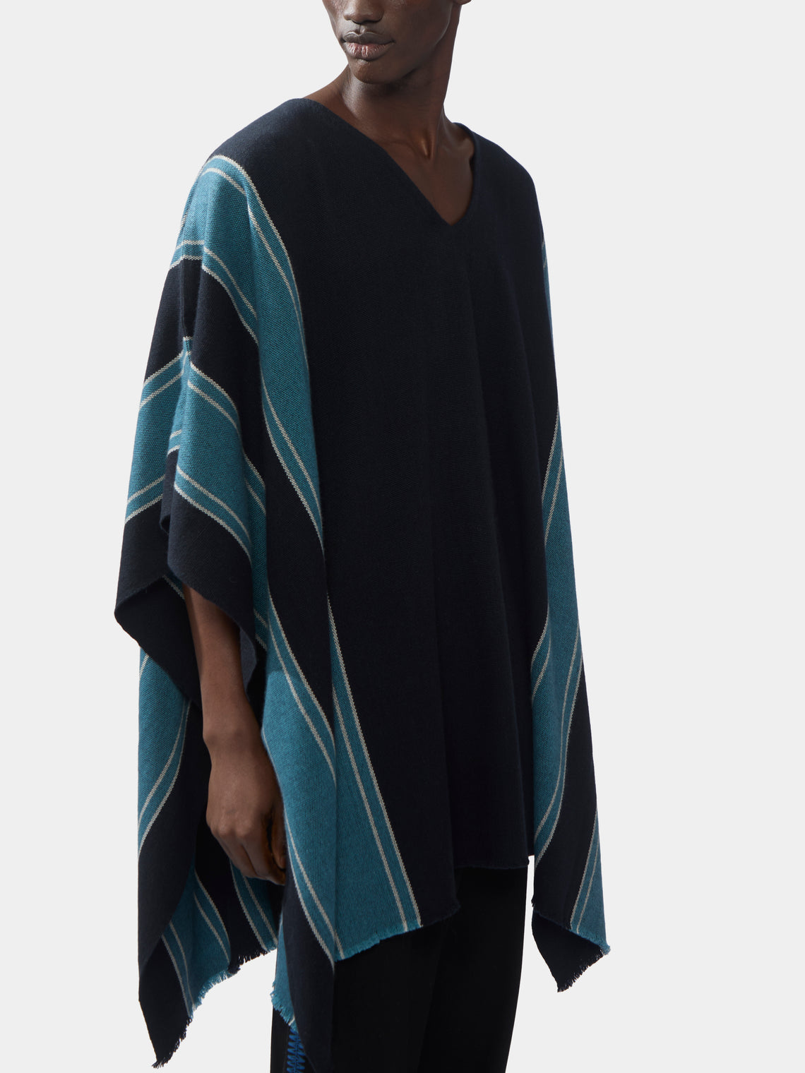Denis Colomb - Men's Cashmere Asymmetric Poncho | One Size - Blue - ABASK