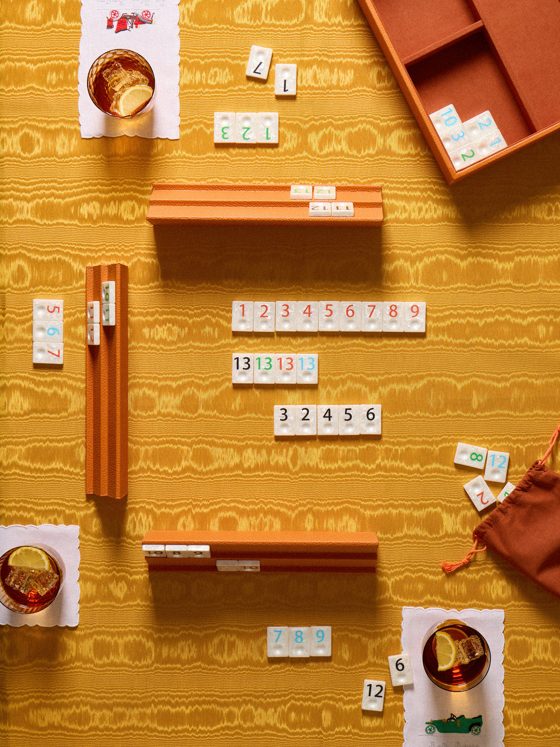 Belotier - Leather Rummikub Set - Orange - ABASK